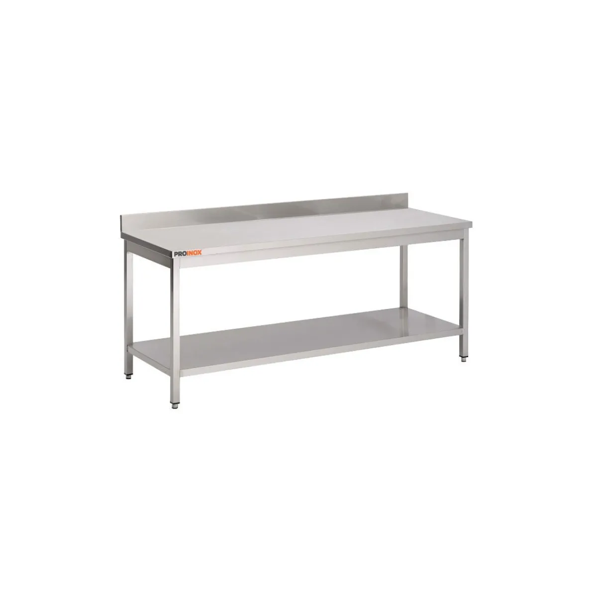 Table inox 200 cm x 85 cm Avec dosseret Avec étagère - PROINOX Clearance
