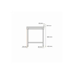 PROINOX Table inox 120 cm x 85 cm Avec dosseret Avec étagère Outlet