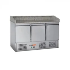 Table à pizzas 3 portes avec dessus en granit froid positif 260 L 3 grilles - PROINOX Best