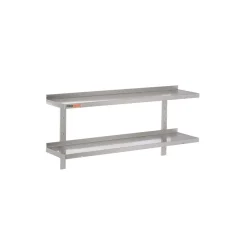 étagère murale inox 150 cm x 30 cm 2 niveaux Avec dosseret 25 kg - PROINOX Online