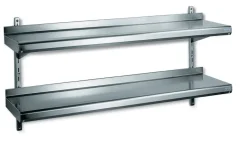 étagère murale inox 180x39x70 cm 2 niveaux Avec dosseret 100 kg - TOURNUS Hot