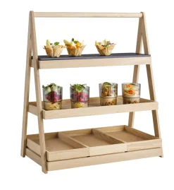 étagère 3 niveaux GN1/2, 1/2 et 2/4 chêne 55,5x32,5x64 cm Valo - APS Discount