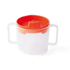 Tasse avec anses et couvercle à bec rond orange polypropylène (pp) 20 cl Vaisselle Enfance - PLASTOREX Online