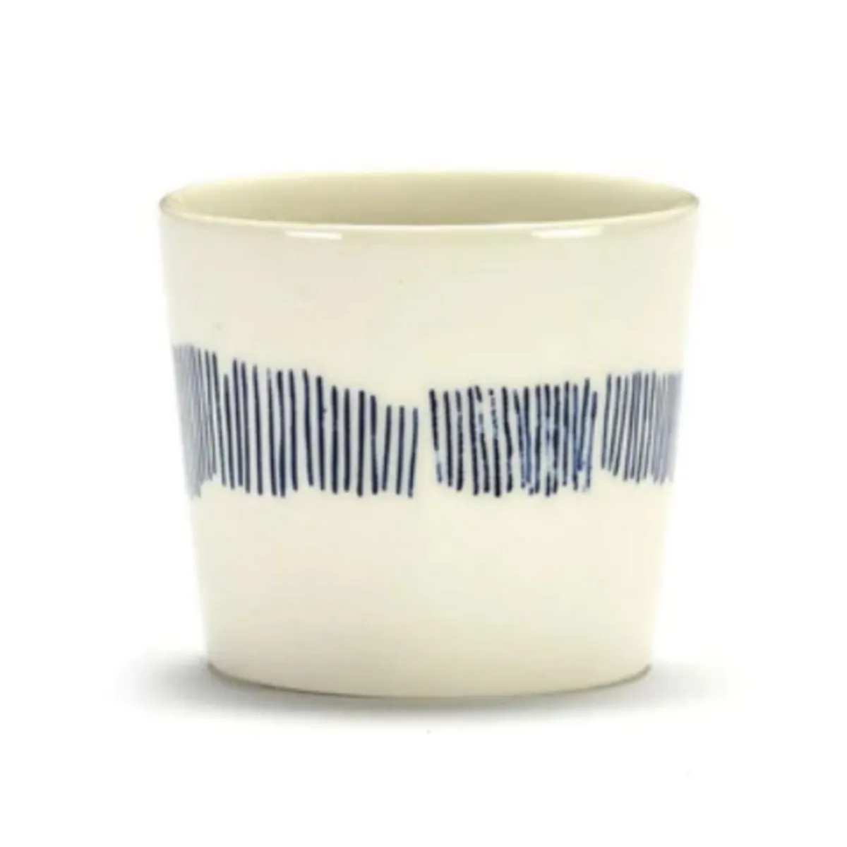 SERAX Tasse à café rond blanc swirl - stripes bleu grès émaillé 25 cl Ø 7,5 cm Feast By Ottolenghi Clearance