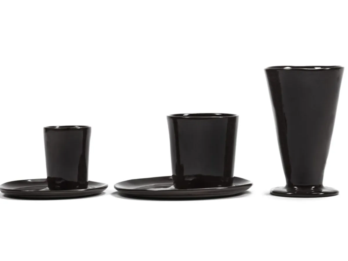 SERAX Tasse à café sans anse rond ébène grès émaillé 13 cl Ø 7 cm La Mère Discount
