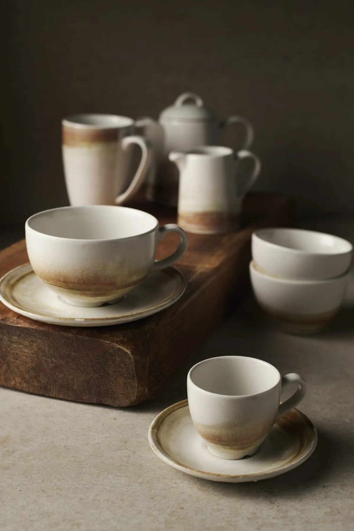 DUDSON Tasse à cappuccino beige porcelaine vitrifiée 22,7 cl Ø 9,5 cm Finca Sanstone Discount