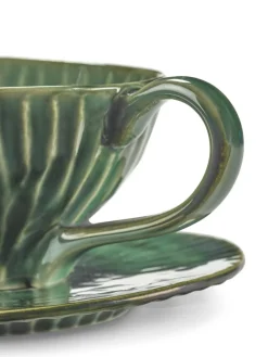 Tasse à cappuccino rond vert grès émaillé 14 cm Ø 14 cm Verde Lanza - SERAX Hot