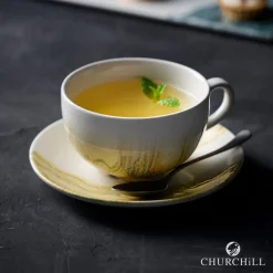CHURCHILL Tasse à cappuccino / thé rond Gold porcelaine vitrifiée 22 cl Ø 9,5 cm Tide New