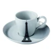 Tasse et sous-tasse à café blanc porcelaine 9 cl Ville De Paris - PILLIVUYT Sale