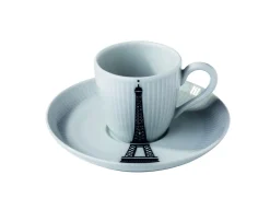 Tasse et sous-tasse à café blanc porcelaine 9 cl Ville De Paris - PILLIVUYT Sale