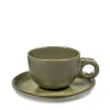 SERAX Tasse et sous-tasse à café vert grès émaillé 13 cl Ø 8 cm Surface Best