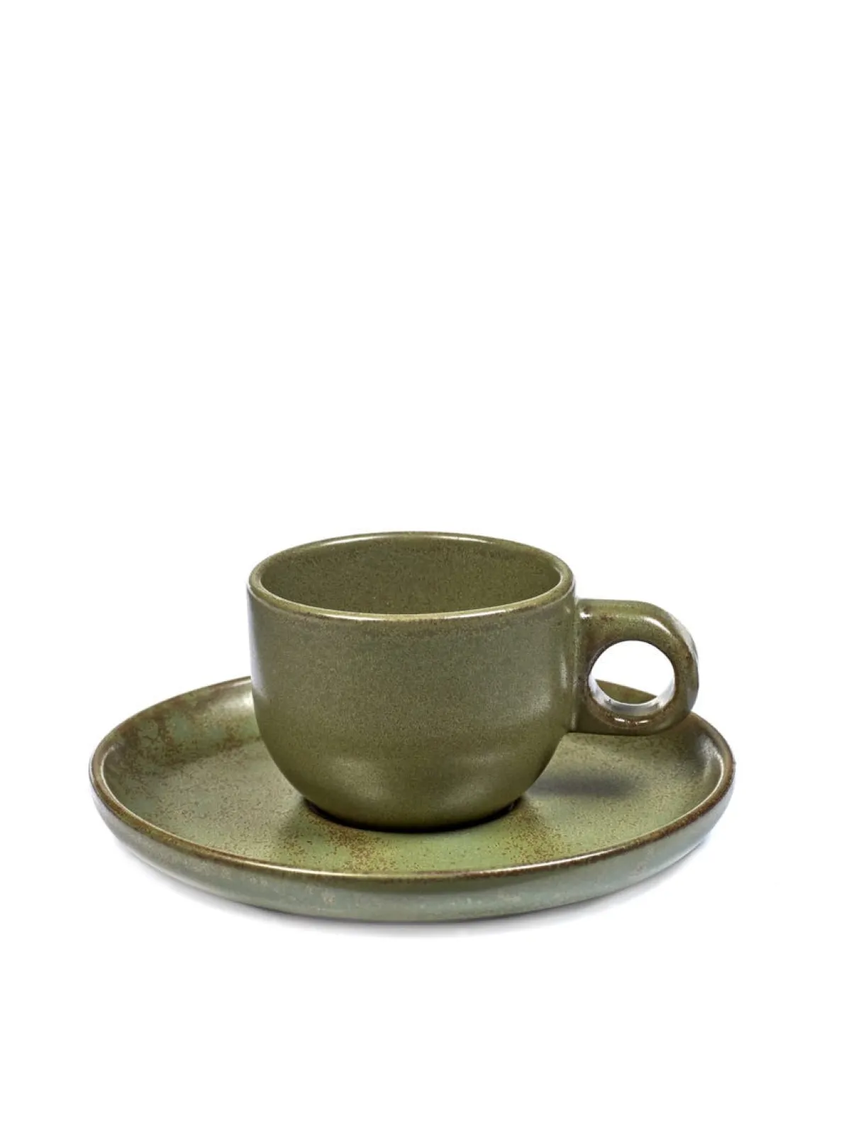 Tasse et sous-tasse à expresso vert grès émaillé 10 cl Ø 6,5 cm Surface - SERAX Best