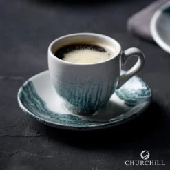 CHURCHILL Tasse à expresso rond Black porcelaine vitrifiée 10 cl Ø 6,5 cm Tide Discount