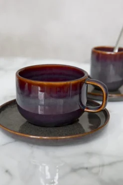 Tasse expresso rond Marron Bleu grès émaillé 9 cl Ø 5,5 cm Amber - ACCOLADE Clearance