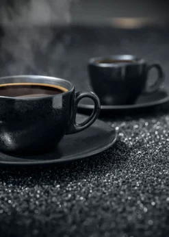 Tasse à expresso rond noir porcelaine vitrifiée 8 cl Ø 6,5 cm Karbon - RAK Discount