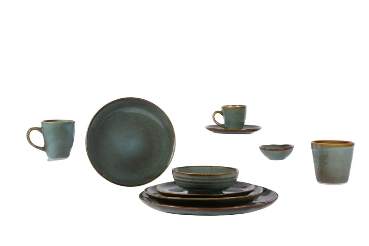 PRO.MUNDI Tasse à expresso vert grès émaillé 9 cl Ø 6,2 cm Sky Discount