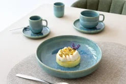 ACCOLADE Tasse à thé rond bleu grès émaillé 21 cl Ø 8,5 cm Magic Discount