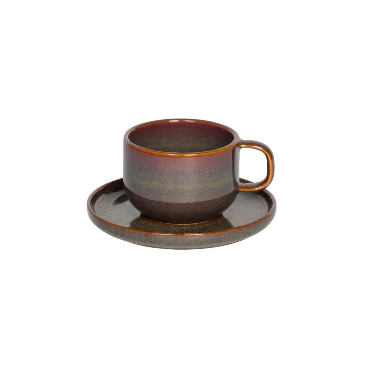 Tasse à thé rond Marron Bleu grès émaillé 21 cl Ø 8,5 cm Amber - ACCOLADE Hot