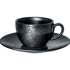 Tasse à thé rond noir porcelaine vitrifiée 23 cl Ø 9 cm Karbon - RAK Hot