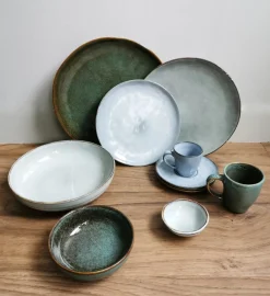Tasse à thé vert grès émaillé 18 cl Ø 7,5 cm Sky - PRO.MUNDI New