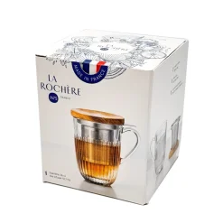 Théière avec couvercle rond transparent verre pressé 36 cl Ø 9 cm Ouessant - LA ROCHERE Sale