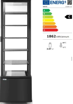 Vitrine refrigeree 270l noir noir froid positif 270 L 6 niveaux - HENDI Clearance