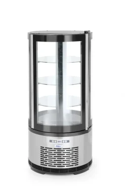 Vitrine refrig patiss. ronde 100l argent froid positif 100 m³/h 4 niveaux - HENDI Discount