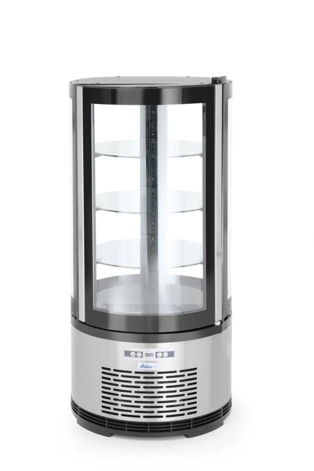 Vitrine refrig patiss. ronde 100l argent froid positif 100 m³/h 4 niveaux - HENDI Discount