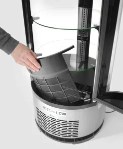 Vitrine refrig patiss. ronde 100l argent froid positif 100 m³/h 4 niveaux - HENDI Discount