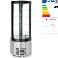 Vitrine refrig patiss. ronde 360l argent froid positif 360 L 4 niveaux - HENDI Sale